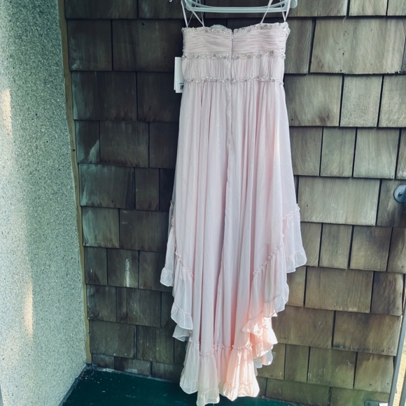 MAC DUGGAL 10 Beaded Ruffle High Low Gown Pink Sleeveless Chiffon 68096 - Picture 11 of 15